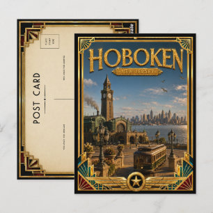 Carte Postale Hoboken New Jersey Art Déco vintage Âge d'or