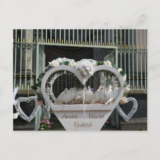 Carte Postale Hochzeits Tauben warten auf das Brautcouple