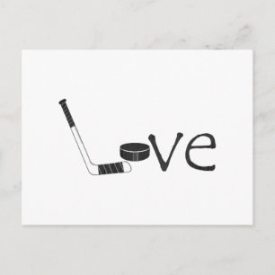 Carte Postale Hockey Love Word Art Avec Bâton et Canard