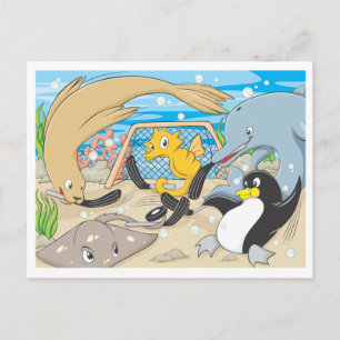 Carte Postale Hockey sous-marin par des animaux
