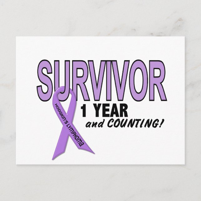 Carte Postale Hodgkins Lymphoma 1 an Survivant (Devant)