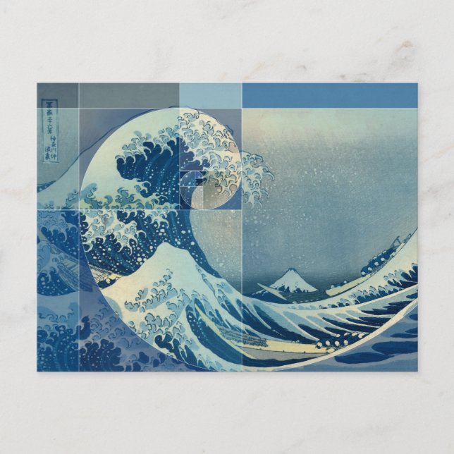Carte Postale Hokusai rencontre Fibonacci, Golden Ratio (Devant)