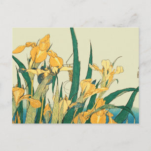 Carte Postale Hokusai Sauterelle Iris Impression Vintage : Japon