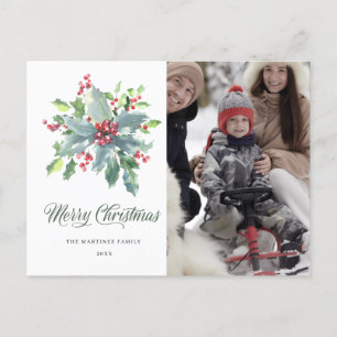 Carte Postale Holiday Holly Berry Photo Noël