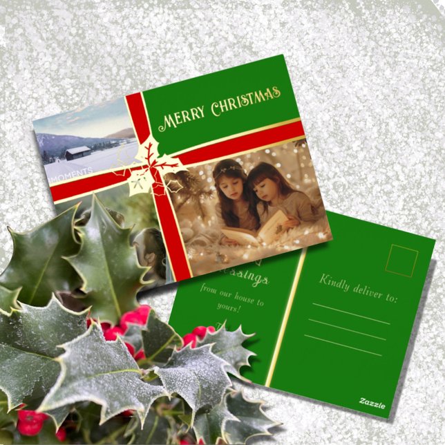 Carte postale Holiday Holly et Ivy Red et Green Fo (Créateur téléchargé)