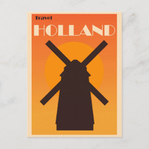 Carte Postale Holland Amsterdam Vintage Windmill Hollandais Trav
