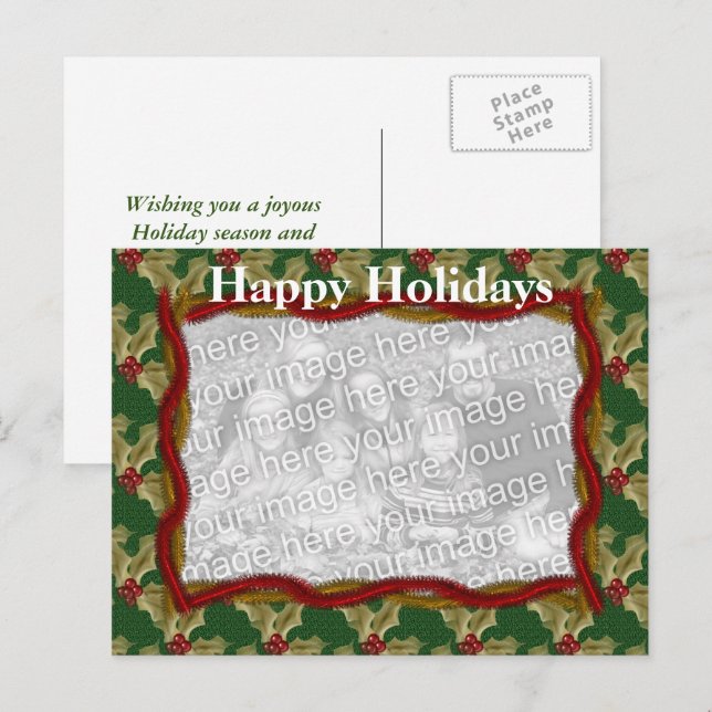 Carte Postale Holly And Garland Christmas Holiday (Devant / Derrière)
