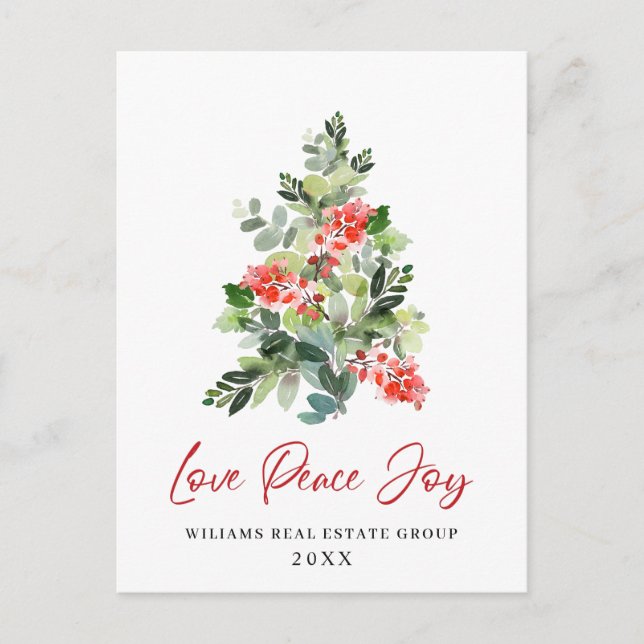 Carte Postale Holly Christmas Tree Salutation d'entreprise (Devant)
