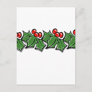 Carte Postale Holly Feuilles, Holly Berries, couronne de Noël