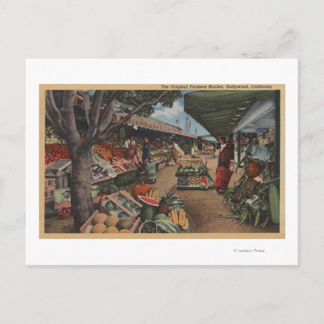 Carte Postale Hollywood, CAView du marché agricole original (Devant)