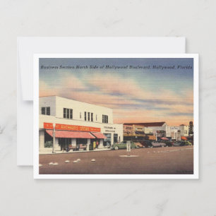 Carte Postale Hollywood FL Business Section Boulevard 1950