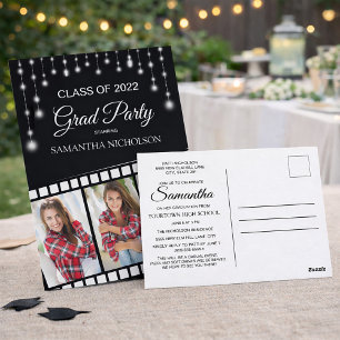 Carte Postale Hollywood Reel 3 Photo Black Silver Graduation