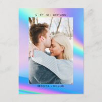 Holographique Photo Wedding Enregistrer la date In