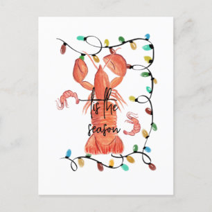 Carte Postale Homard de Noël Écrevisse Crustacé Aquarelle
