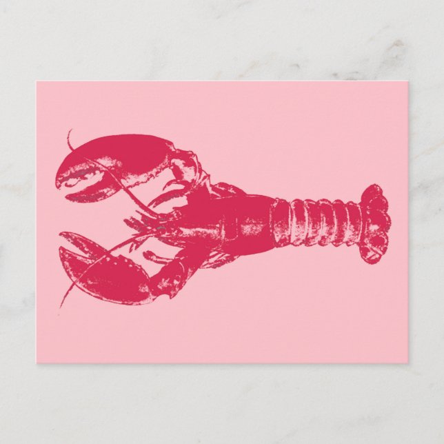 Carte Postale Homard Fuchsia sur rose clair (Devant)