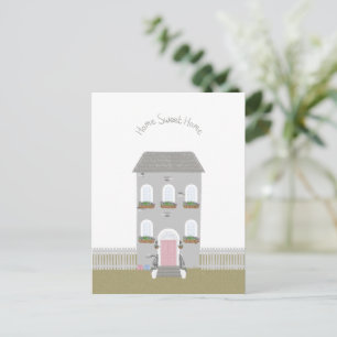Carte Postale Home Sweet Home Quote House Illustration Card
