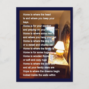 Carte Postale Home Sweetest Home Poem Card