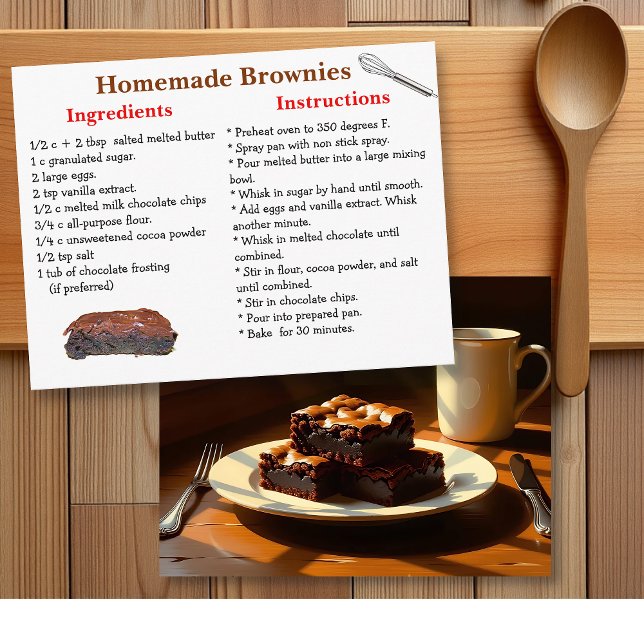 Carte Postale Homemade Brownies Recipe Postcard (Créateur téléchargé)