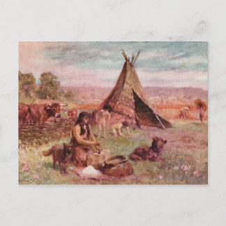 Carte Postale Homestead Néolithique Impression Antique