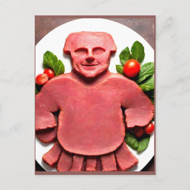 Carte Postale Homme à la viande bizarre sur Platter (Devant)