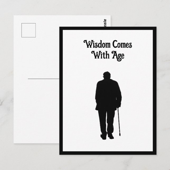 Carte Postale Homme âgé Marcher noir Silhouette dessin Art (Devant / Derrière)