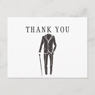 Carte Postale Homme anniversaire formel noir et blanc merci