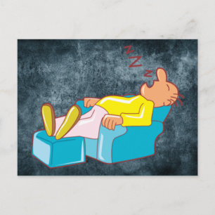 Carte Postale Homme Cartographié Dormir Dans Le Salon Chaise ZZZ