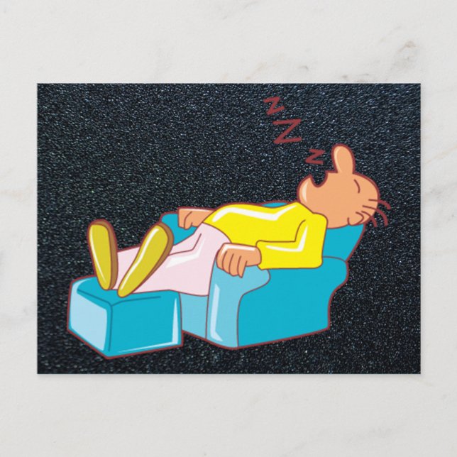 Carte Postale Homme Cartographié Dormir Dans Le Salon Chaise ZZZ (Devant)