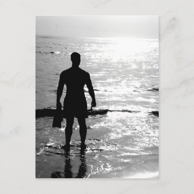 Carte Postale Homme dans le lever de soleil (Devant)