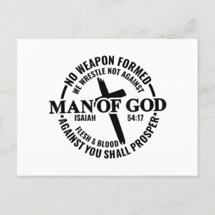 Carte Postale Homme de Dieu, Aucune Arme Formée Contre Moi Sera 
