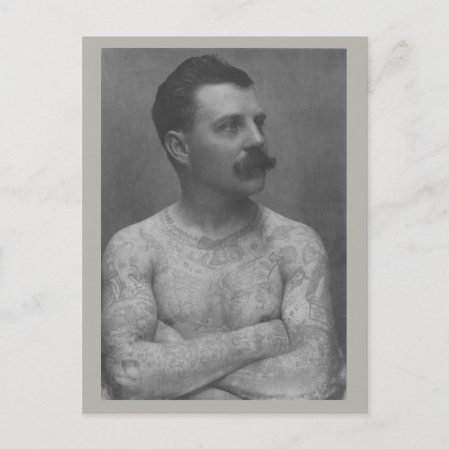 Carte Postale Homme de tatouage victorien (Devant)