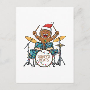 Carte Postale Homme en pain d'épices batteur drôle de fête de No
