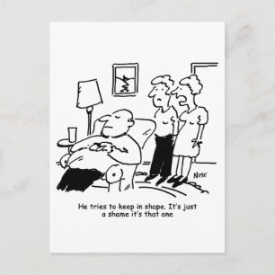 Carte Postale Homme en surpoids et mal en forme essaie de rester