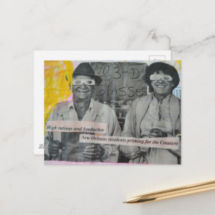 Carte Postale Homme et femme rétro en collage de lunettes 3D