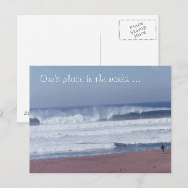 Carte postale - Homme et Vagues (Devant / Derrière)