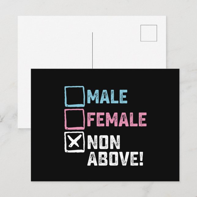 Carte Postale Homme Female Non Ci-Dessus ! Gays transgenres amus (Devant / Derrière)