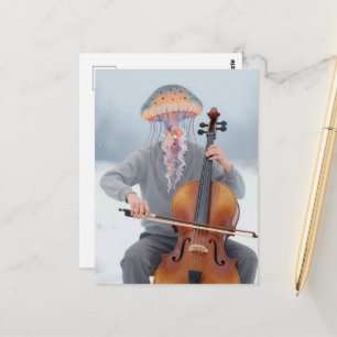 Carte Postale Homme Méduse Ridicule Faisant de la Musique
