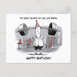 Carte Postale homme mince portant un chapeau d'anniversaire anni