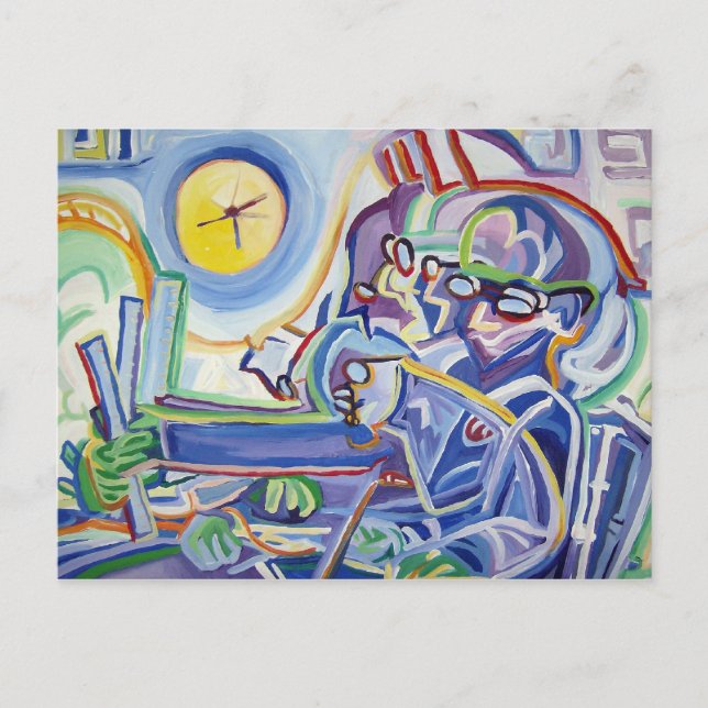 Carte Postale Homme sans sommeil avec règle (Devant)