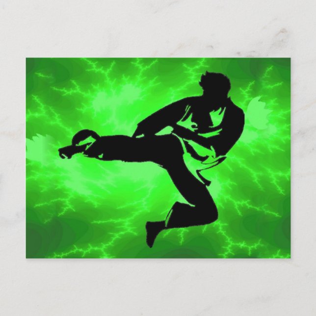 Carte Postale Homme vert de foudre d'arts martiaux (Devant)