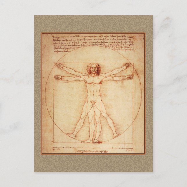 Carte Postale Homme vitruvien par Leonardo da Vinci (Devant)