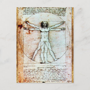Carte Postale HOMME VITRUVIEN, Parchemin Brown antique