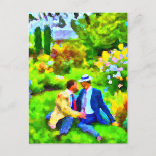 Carte Postale Hommes amoureux dans le jardin
