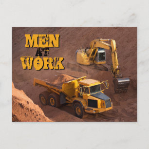 Carte Postale Hommes au travail Tracteur et Camion de vidange