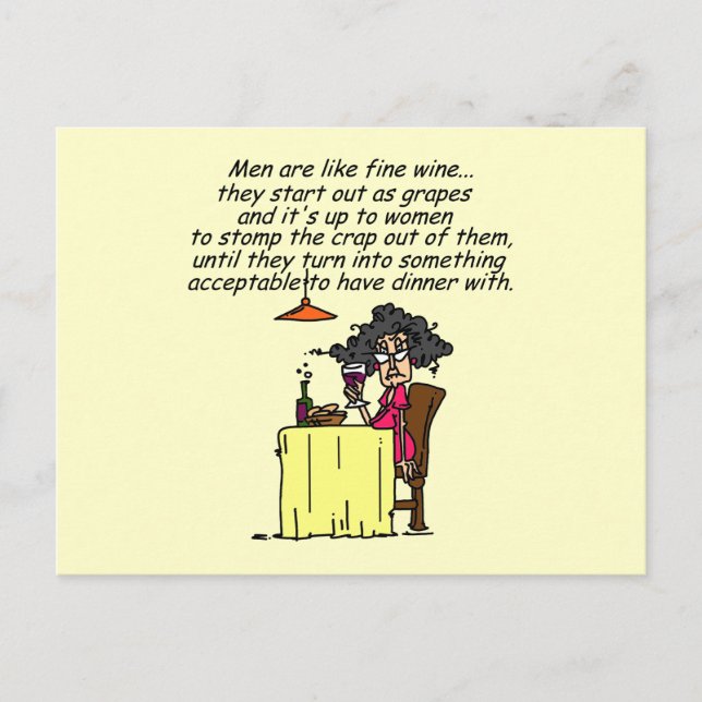 Carte Postale Hommes et FIne Humour de vin (Devant)
