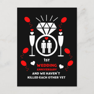 Carte Postale Hommes gays 1er anniversaire de Mariage