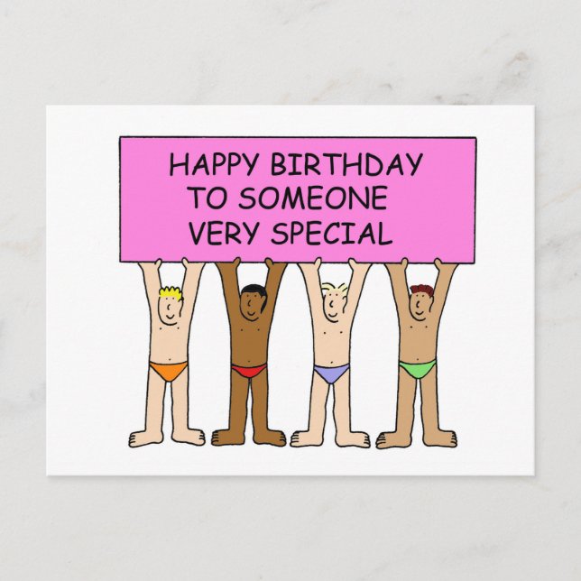 Carte Postale Hommes gays d'anniversaire en sous-vêtements (Devant)