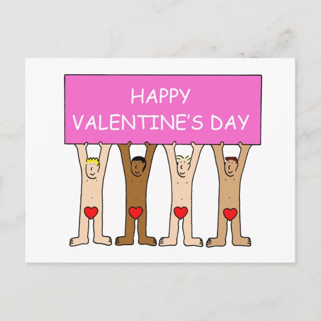 Carte Postale Hommes Heureuses Saintes-Valentin qui portent le c (Devant)