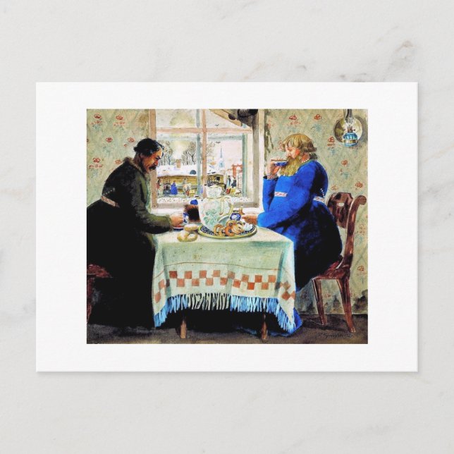 Carte Postale Hommes russes au thé (Devant)