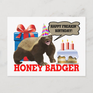 Carte Postale Honey Badger Joyeux anniversaire de Freakin'